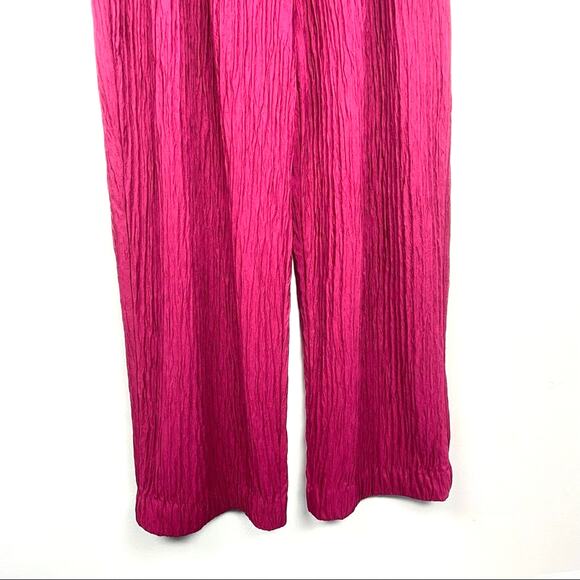 Vintage Wide Leg Crepe Lounge Pants Raspberry Red - Picture 5 of 8